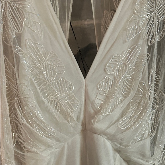 ASOS Beaded Wedding Dress | Kimono Sleeves | Boho Bridal Gown | size S-M (long) - Picture 10 of 16